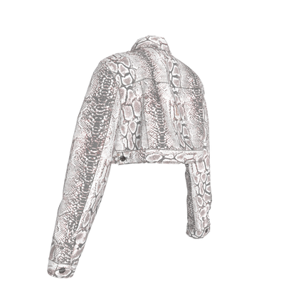 L'EGNA RISING SNAKESKIN Cropped Jean Jacket
