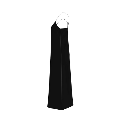 Pure Black Slip Dress in Ecovero Viscose Crepe