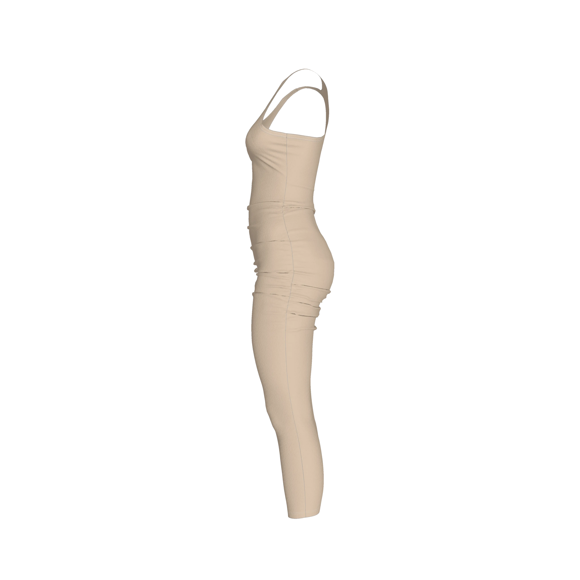 Racerback Shirred Tank Dress in Cotton-Spandex Jersey
