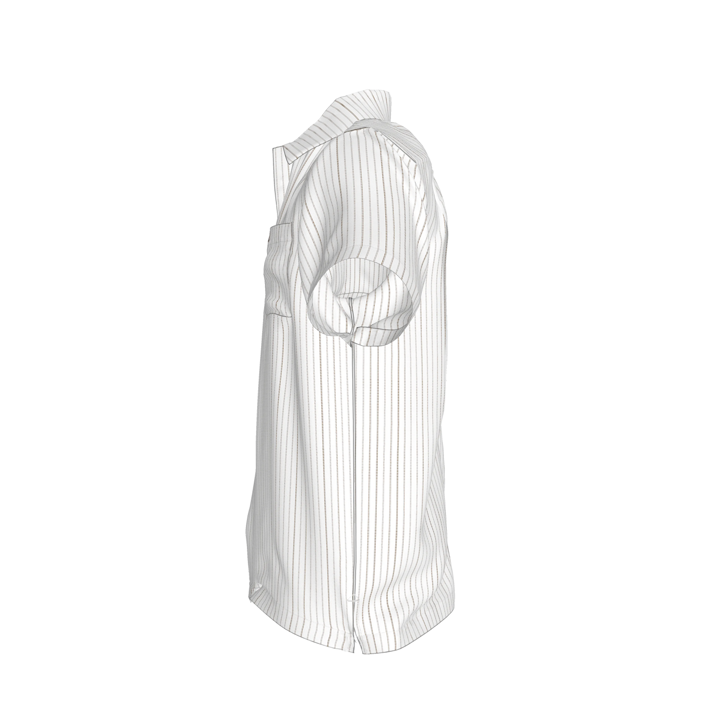 White on Black Trim Pinstripe on Short Sleeve Men’s Shirt with Collar