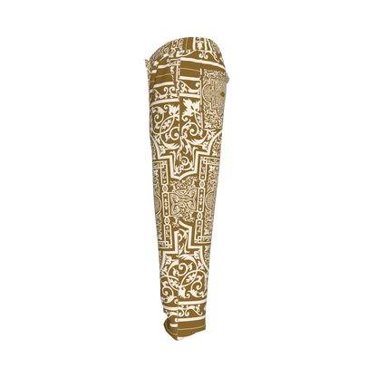 Andre Pullstring Pants: Elastic Waist Pegged Trouser in Ornate Baroque Print