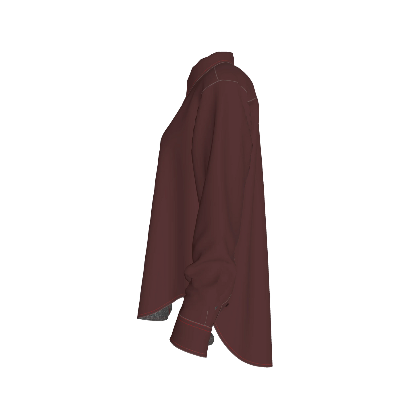 Oversized Organic Cotton Twill Shirt – Deep Wine