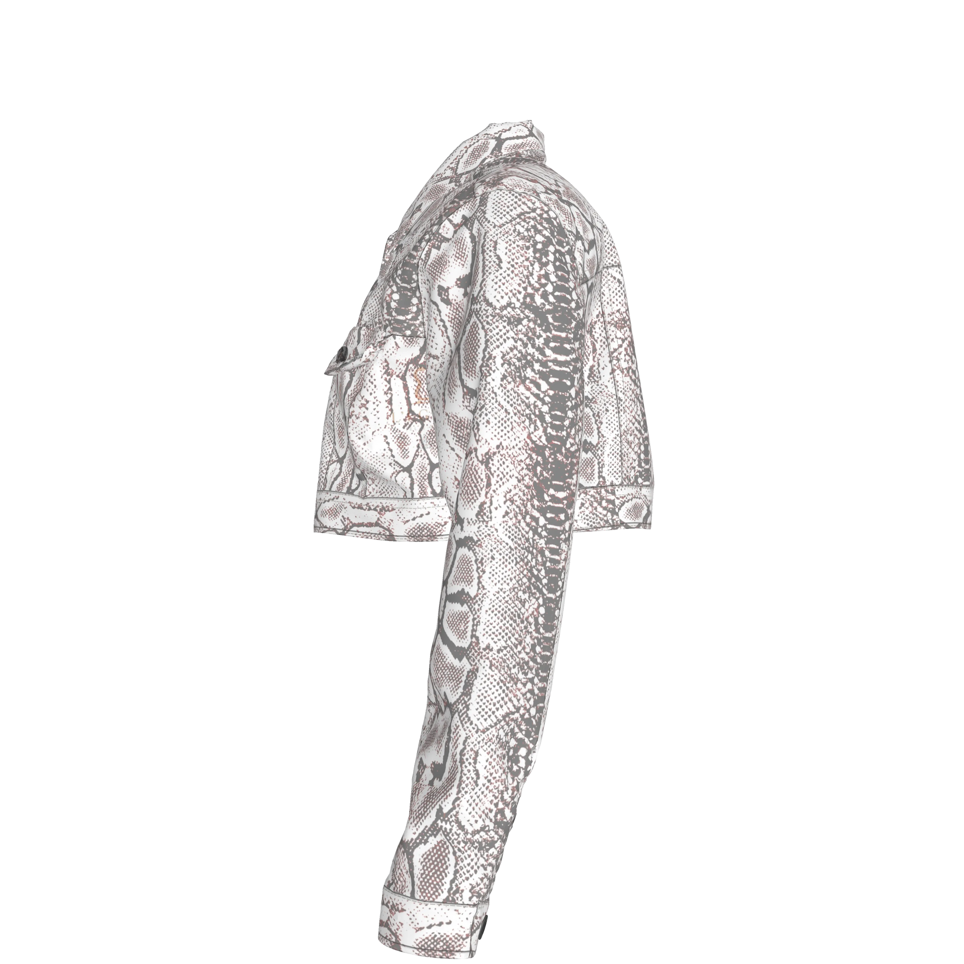 L'EGNA RISING SNAKESKIN Cropped Jean Jacket