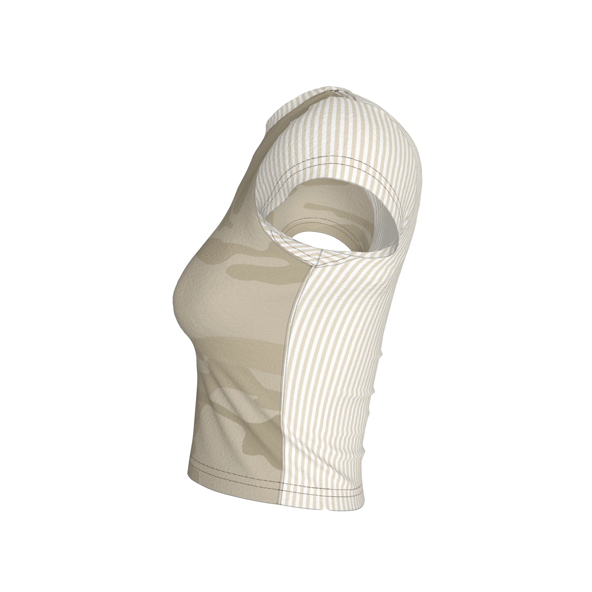 Camo Cropped Sleeve T-Shirt Half 'n Half