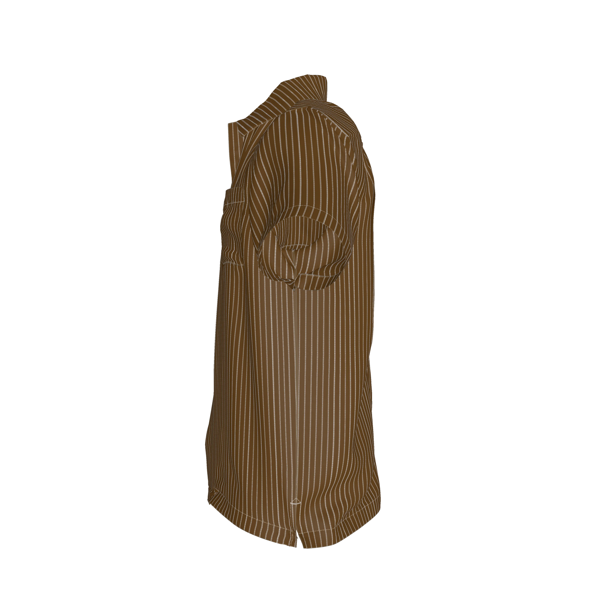 Brown Trim with White Pinstripe Short Sleeve Men’s Shirt with Collar