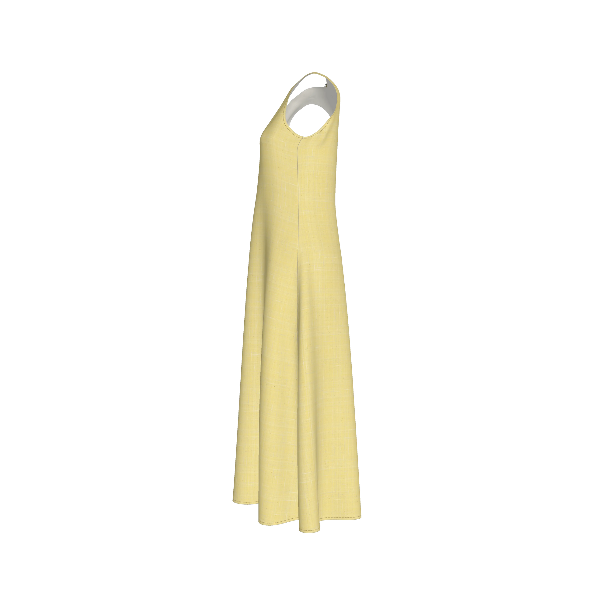 V-Neck A-Line Dress in Lightweight Cotton Poplin