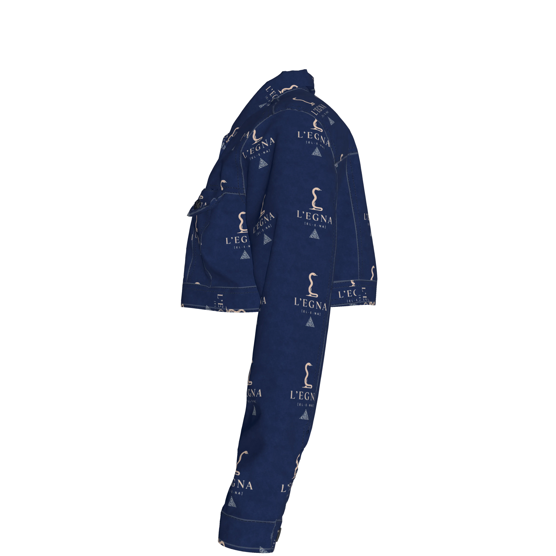 L'EGNA RISING BLUEBLOOD Cropped Jean Jacket (ALL-OVER PRINT)