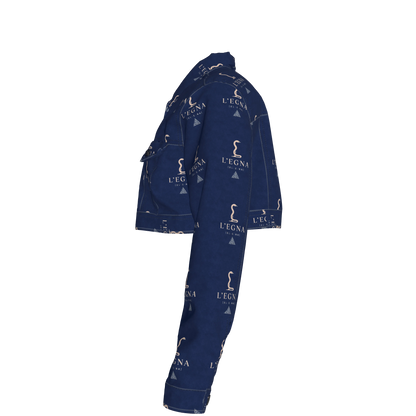 L'EGNA RISING BLUEBLOOD Cropped Jean Jacket (ALL-OVER PRINT)