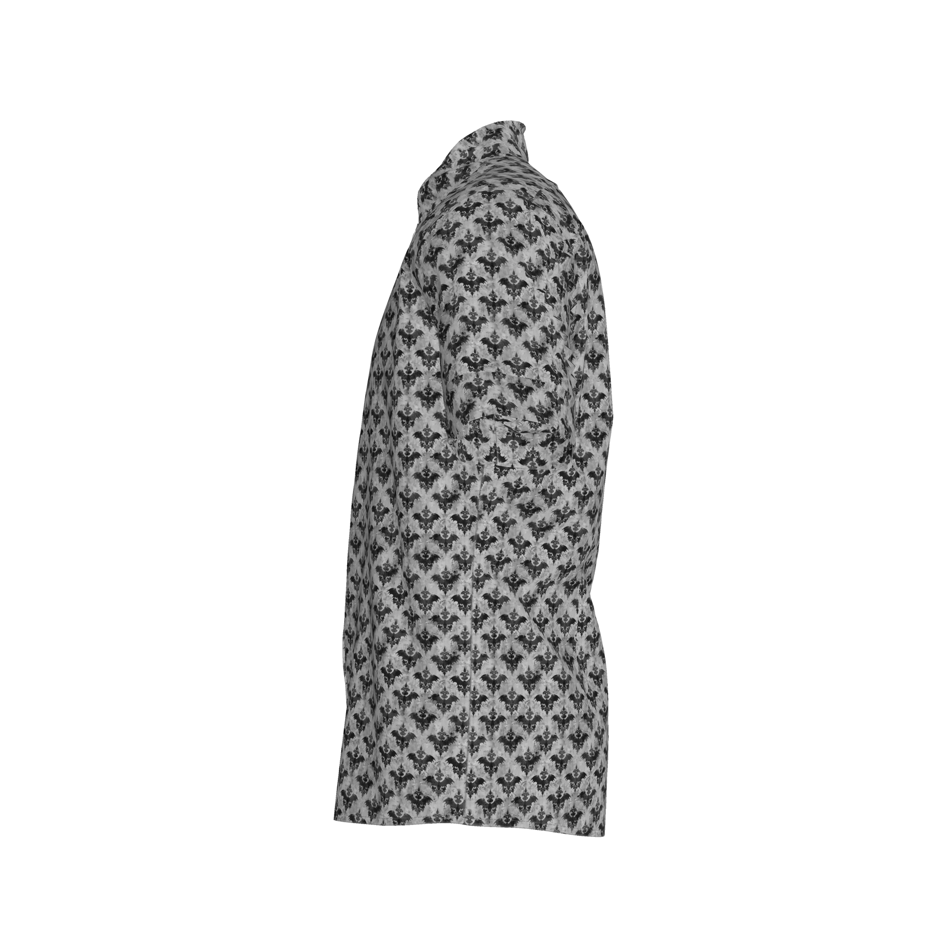 Bat Damask Short Sleeve Casual Shirt