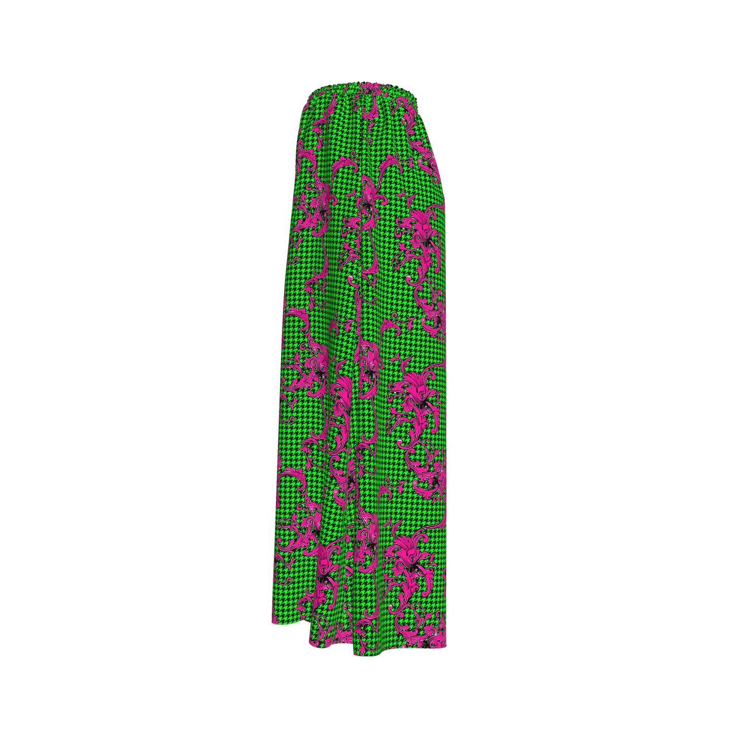 Pink & Green Houndstooth Palazzo Pants