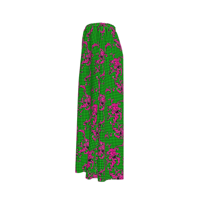 Pink & Green Houndstooth Palazzo Pants