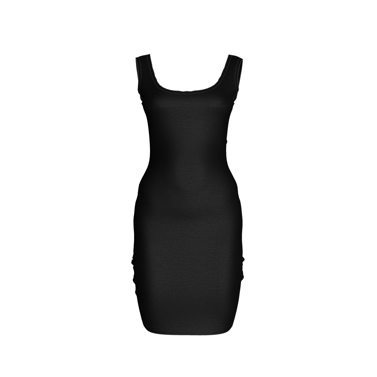 Body Con Tank Dress in Pure Black Cotton-Spandex Jersey