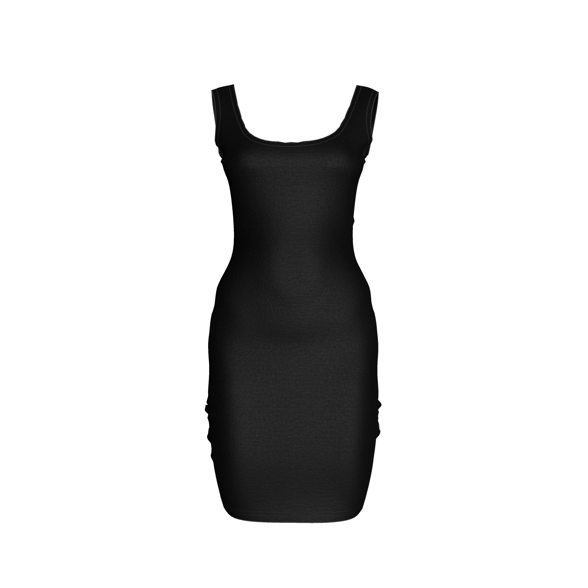 Body Con Tank Dress in Pure Black Cotton-Spandex Jersey