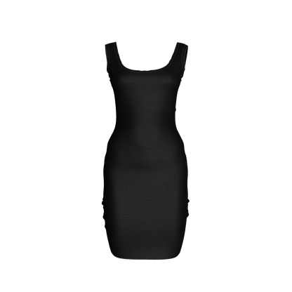 Body Con Tank Dress in Pure Black Cotton-Spandex Jersey
