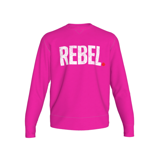 Tailored Crewneck Sweatshirt in Bold Pink "REBEL" Print