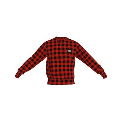 Crew Neck Sweatshirt with Inset V – Buffalo Check