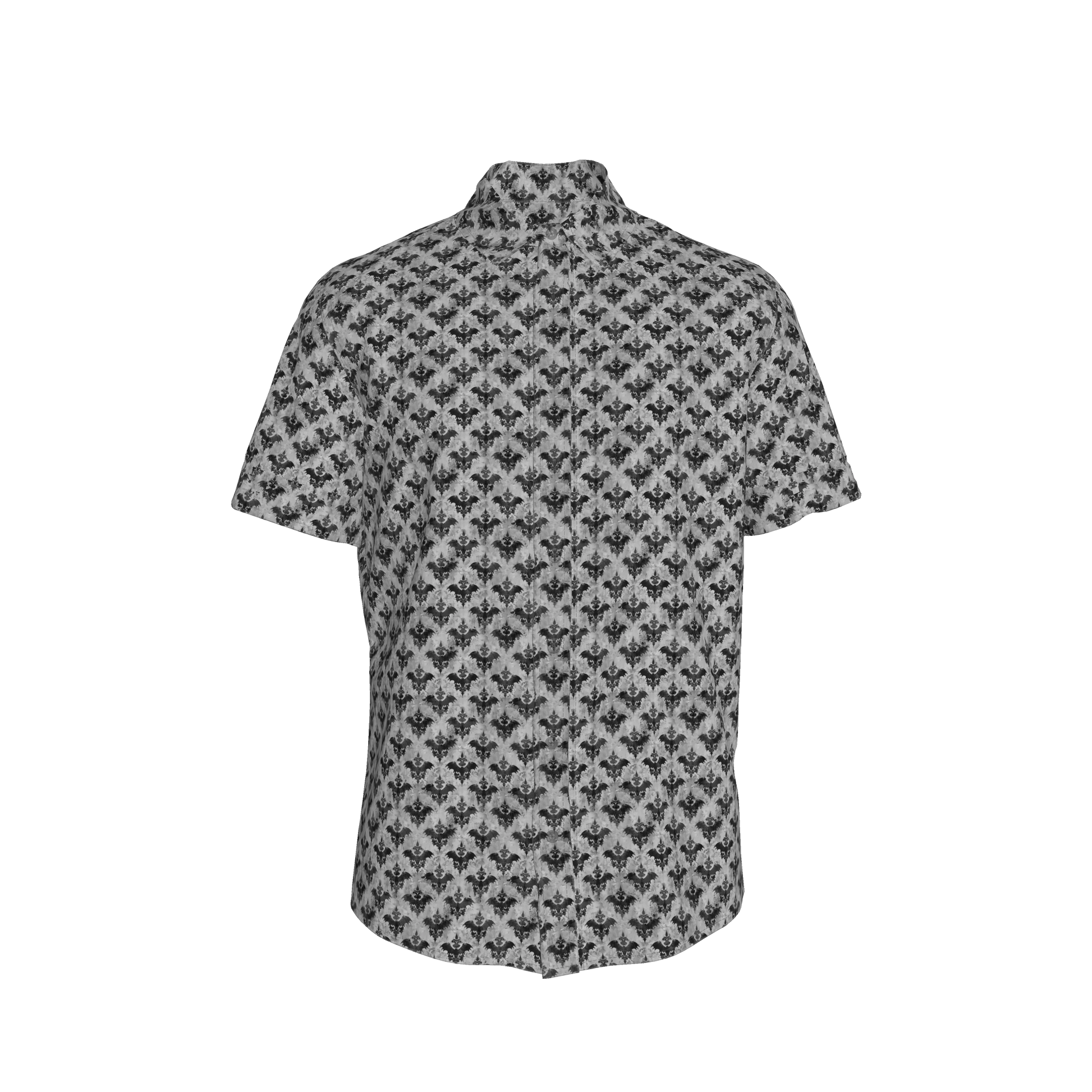 Bat Damask Short Sleeve Casual Shirt