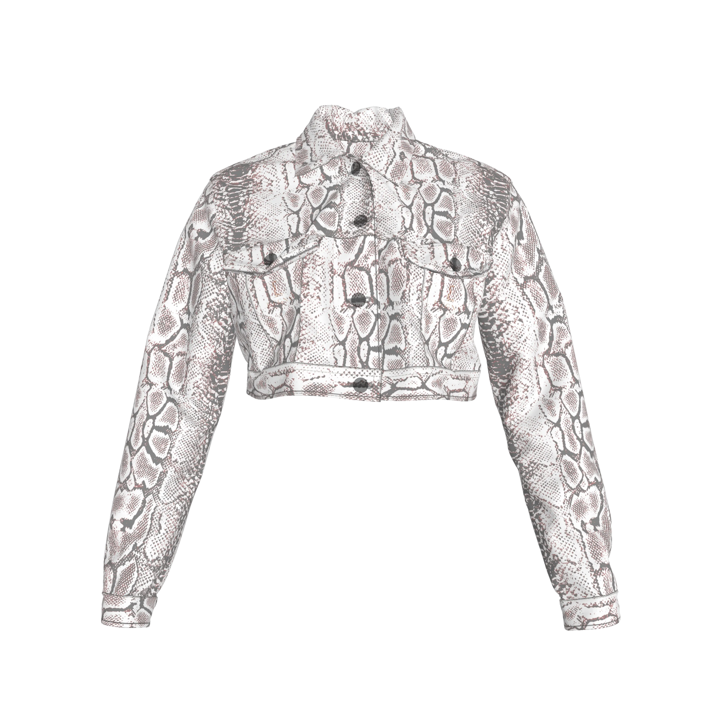 L'EGNA RISING SNAKESKIN Cropped Jean Jacket