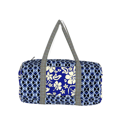 19" Duffel Bag in Digital Indigo Grid/Floral Print