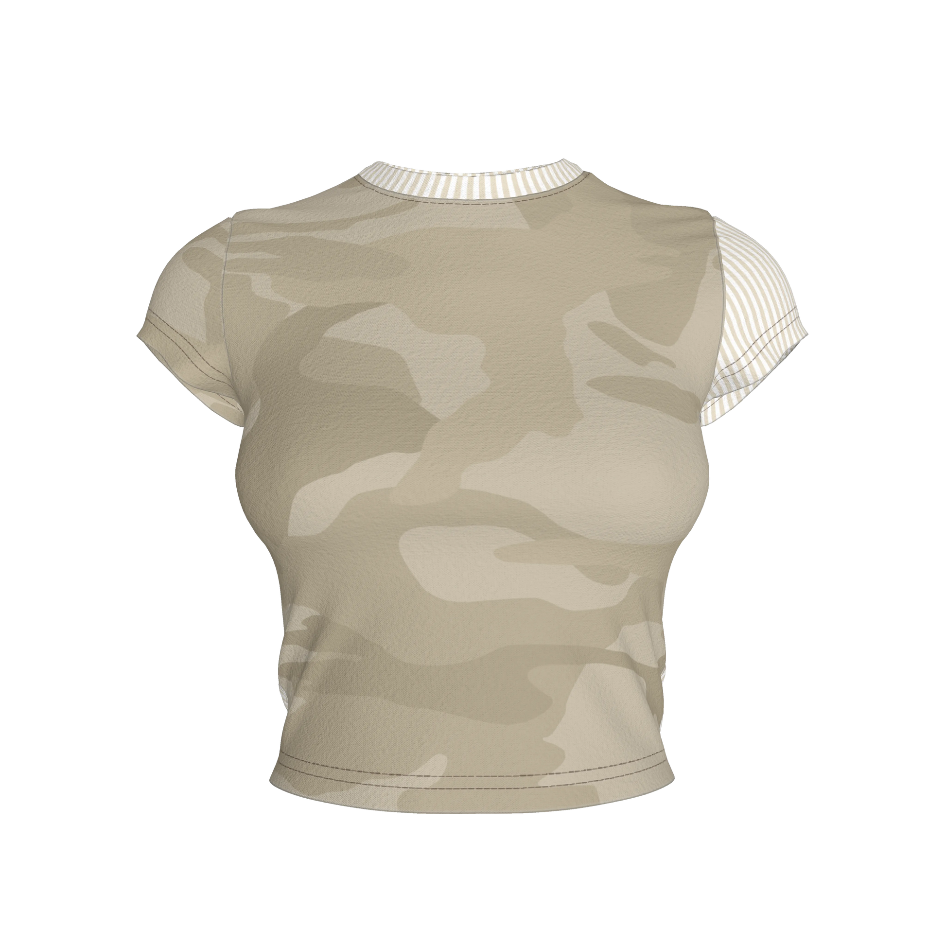 Camo Cropped Sleeve T-Shirt Half 'n Half