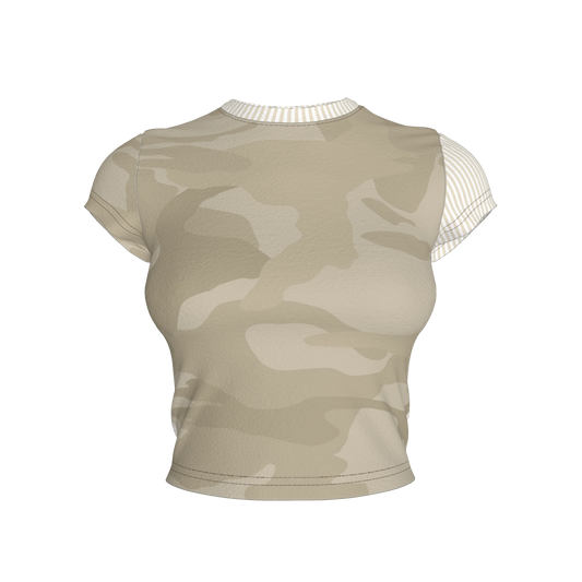 Camo Cropped Sleeve T-Shirt Half 'n Half