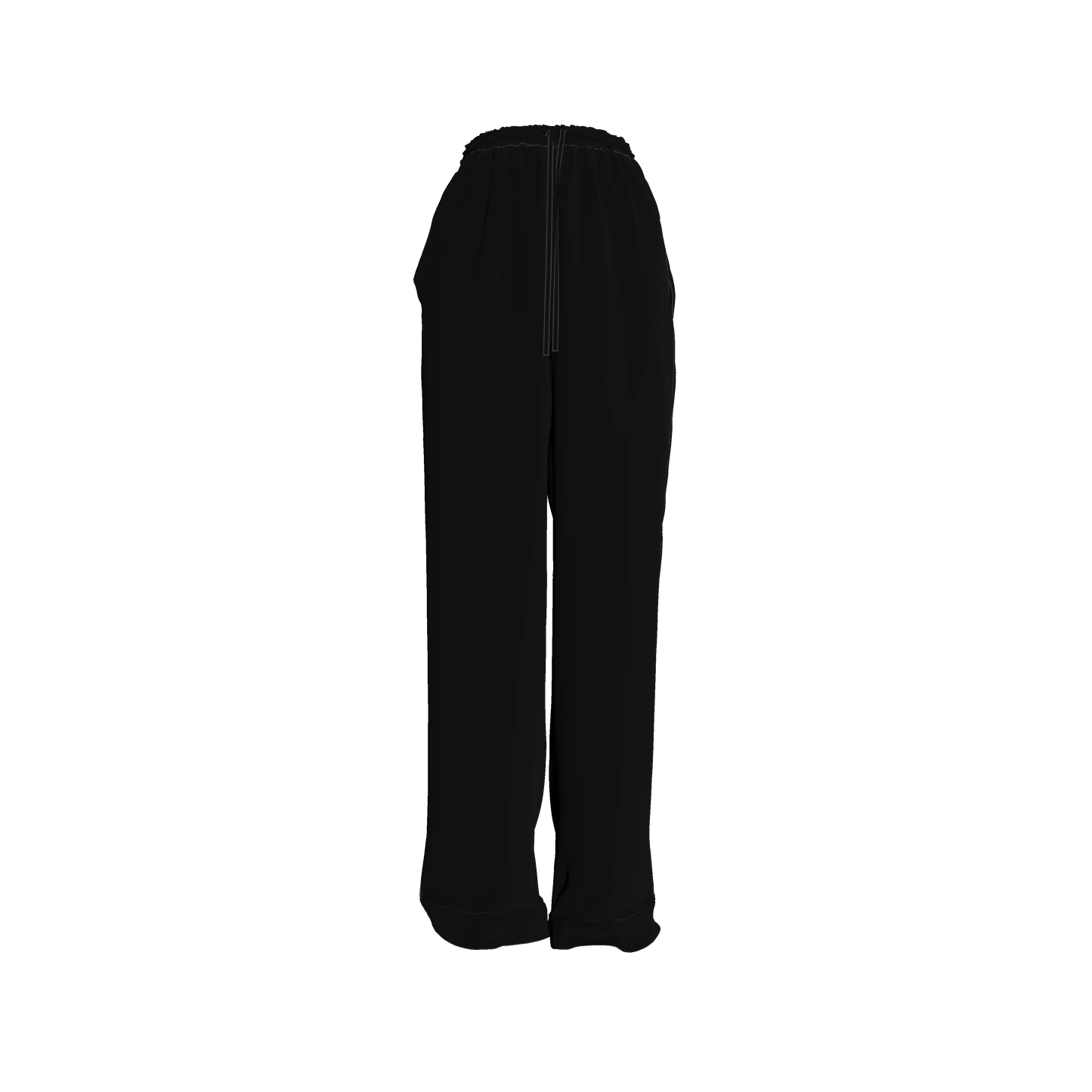 Draw String Pajama Pants in Pure Black Pima Cotton Poplin