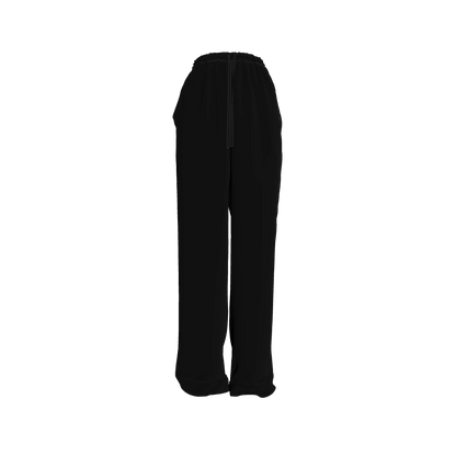 Draw String Pajama Pants in Pure Black Pima Cotton Poplin