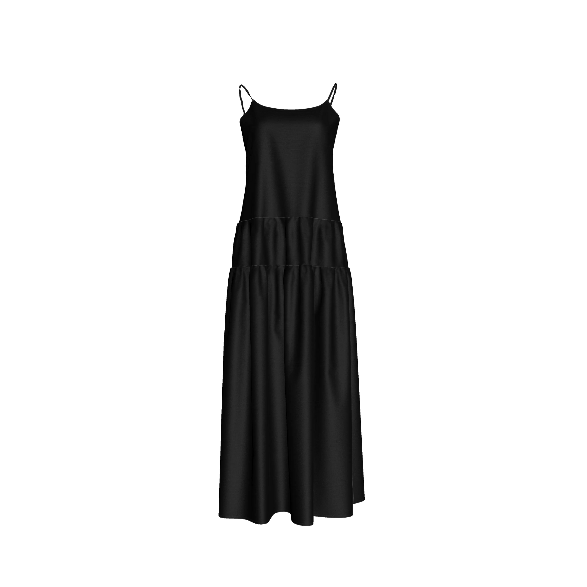 The Exponential Maxi Dress in Pure Black Ecovero Viscose Crepe