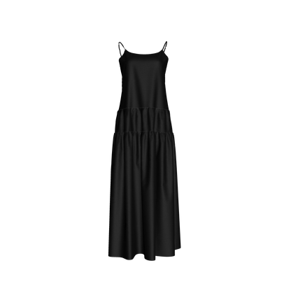 The Exponential Maxi Dress in Pure Black Ecovero Viscose Crepe