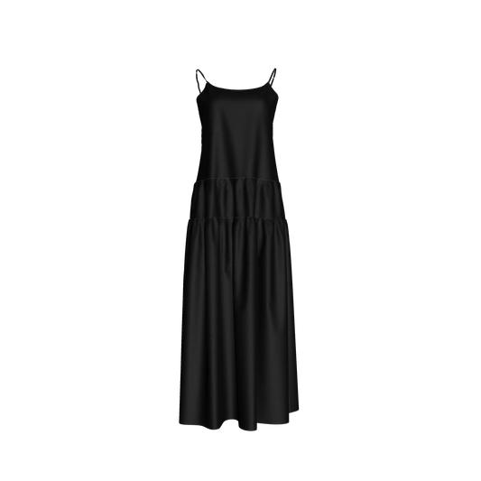 The Exponential Maxi Dress in Pure Black Ecovero Viscose Crepe