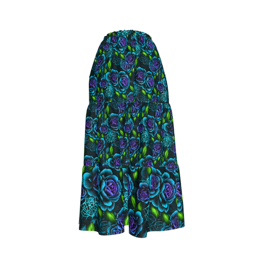 Blue Rose Tiered Skirt