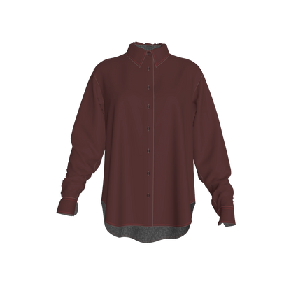 Oversized Organic Cotton Twill Shirt – Deep Wine