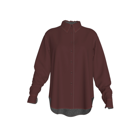 Oversized Organic Cotton Twill Shirt – Deep Wine
