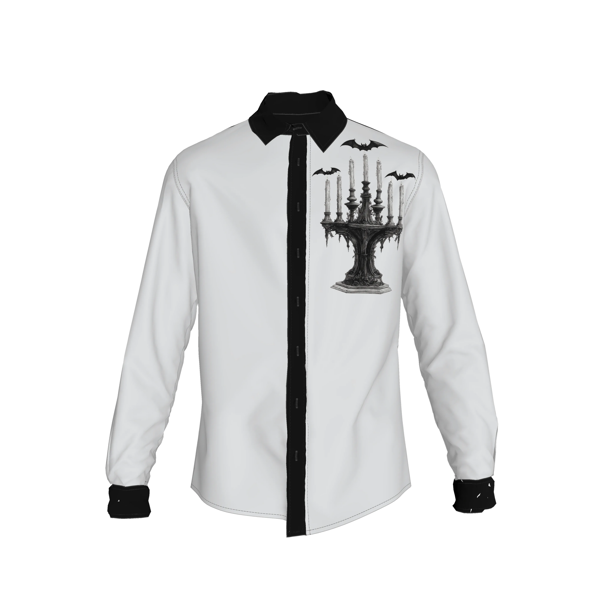 Gothic Candle Shirt with Flying Bats