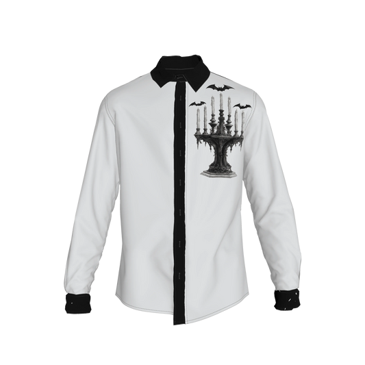 Gothic Candle Shirt with Flying Bats