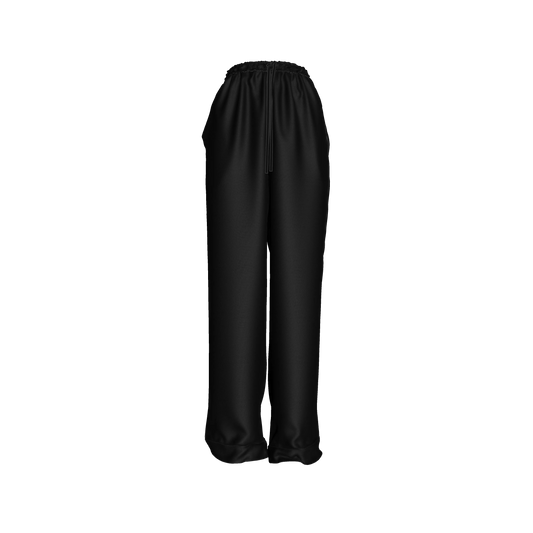 Draw String Pajama Pant in Pure Black Ecovero Viscose Crepe