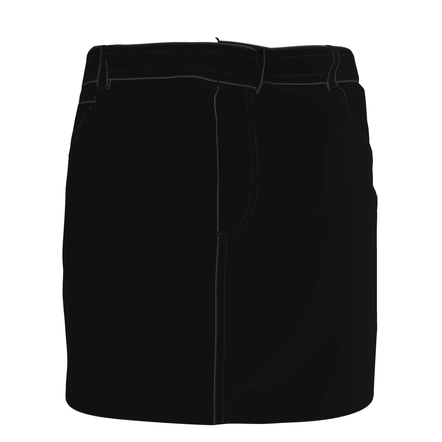 Denim Mini Skirt in Pure Black Heavy Stretch Cotton Twill