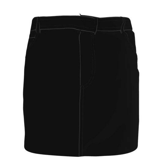 Denim Mini Skirt in Pure Black Heavy Stretch Cotton Twill
