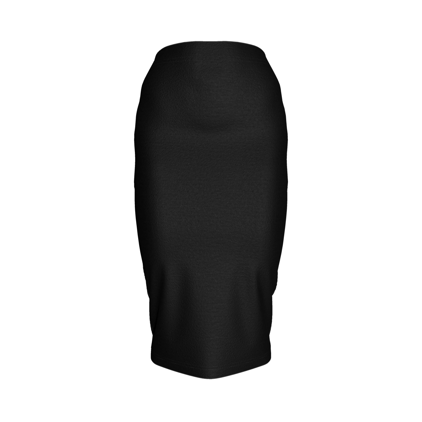 Body Con Knit Skirt in Pure Black Cotton-Spandex Lightweight Jersey