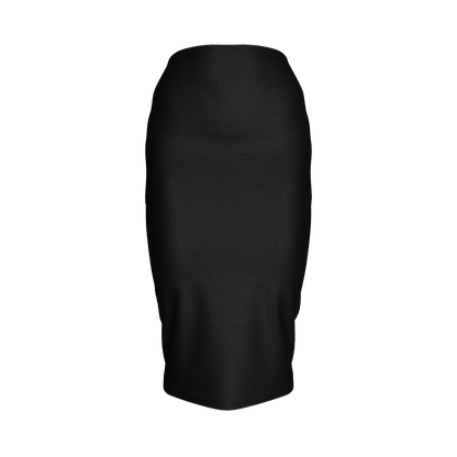 Body Con Knit Skirt in Pure Black Cotton-Spandex Lightweight Jersey