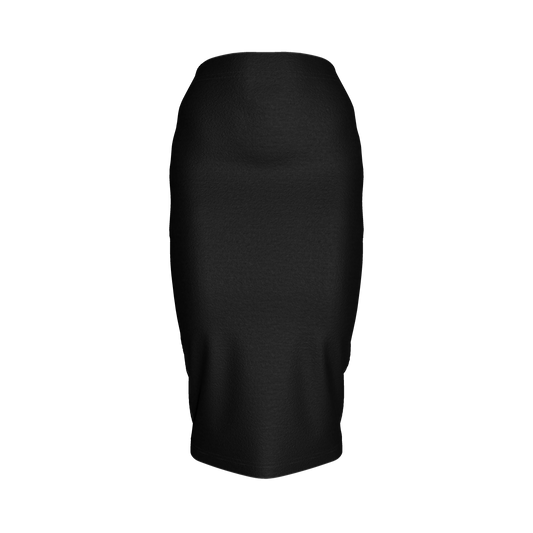 Body Con Knit Skirt in Pure Black Cotton-Spandex Lightweight Jersey