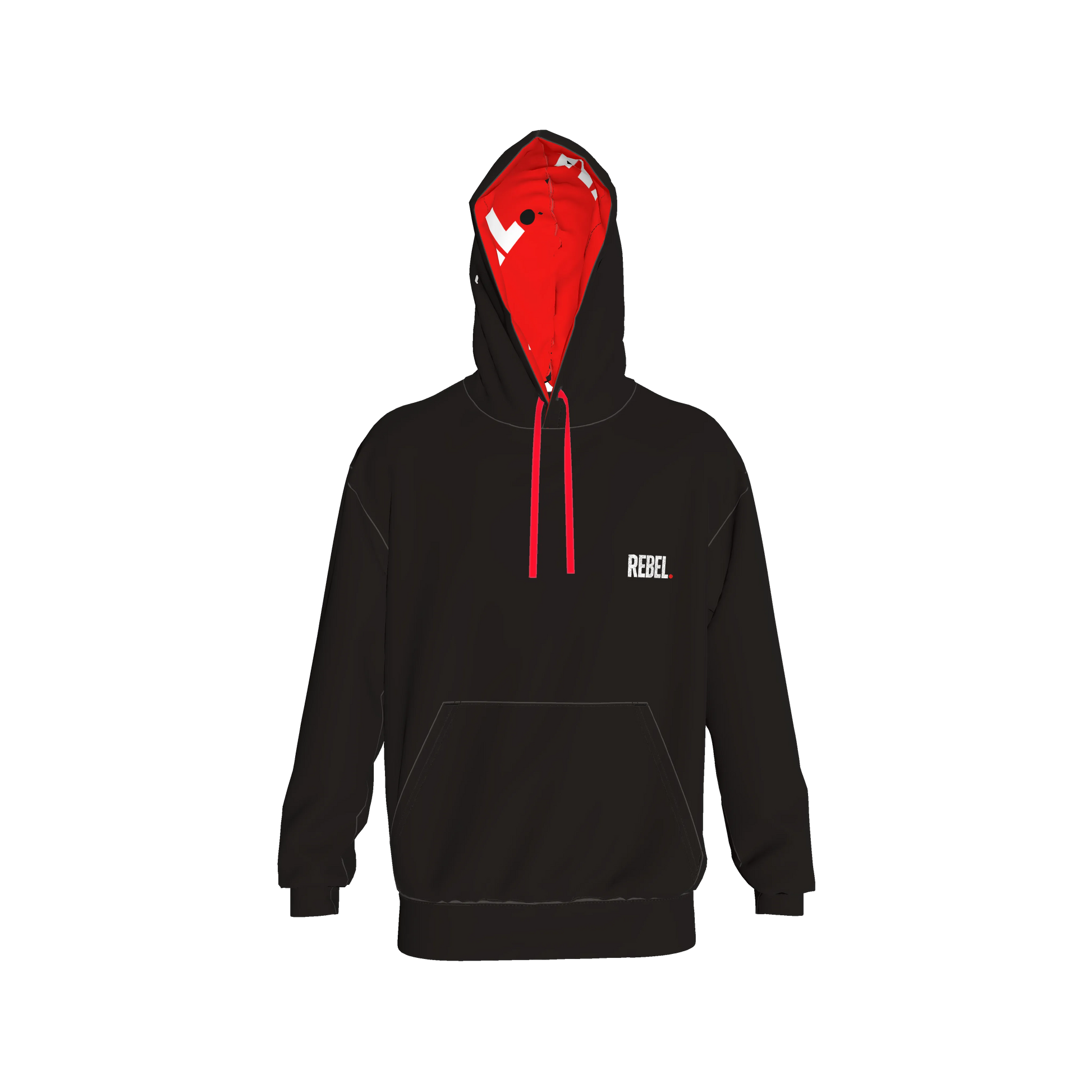 Black Hoodie Rebel front and back - Half Raglan Sweatshirt Hoodie