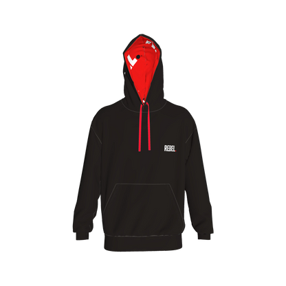 Black Hoodie Rebel front and back - Half Raglan Sweatshirt Hoodie