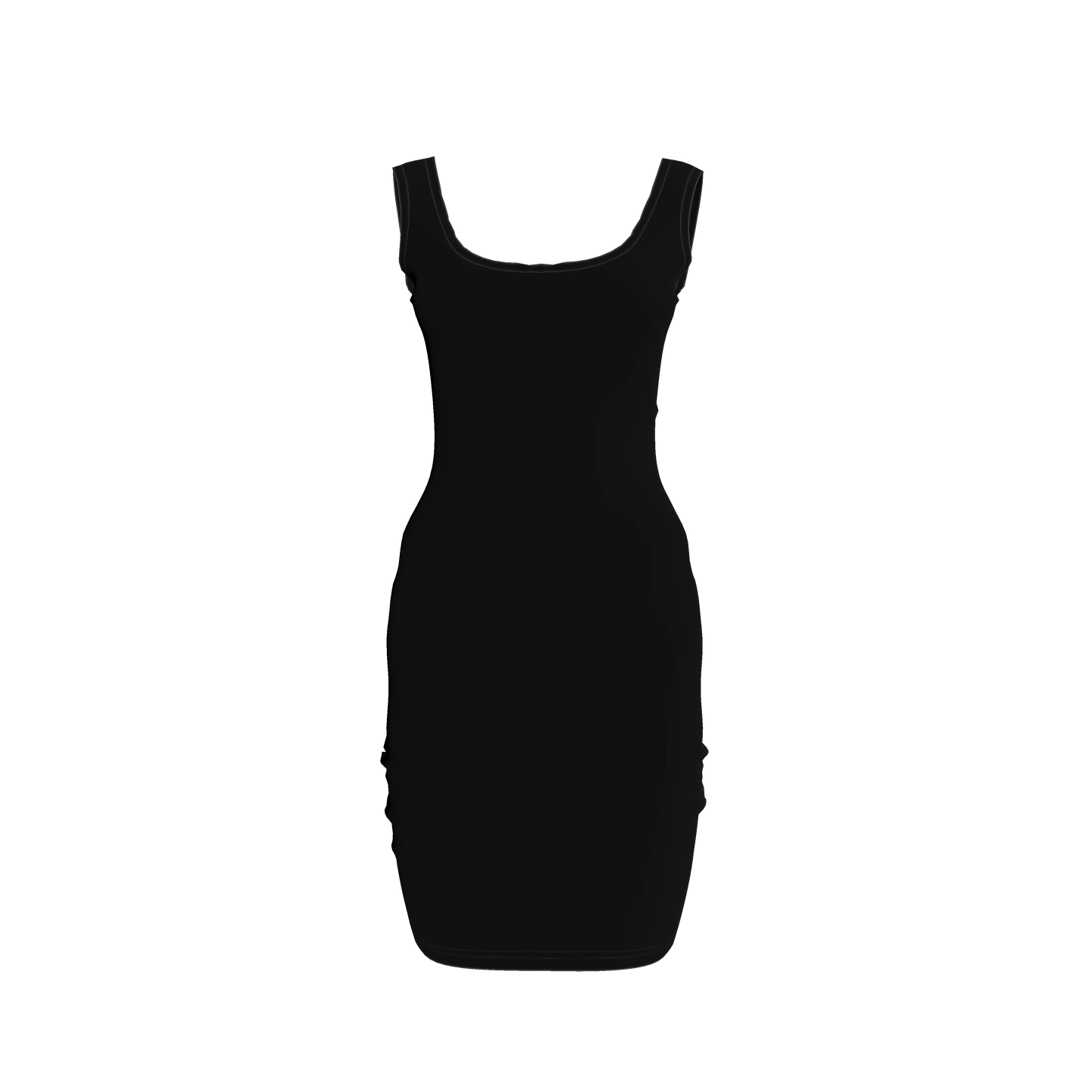 Body Con Tank Dress in Pure Black Rayon French Terry