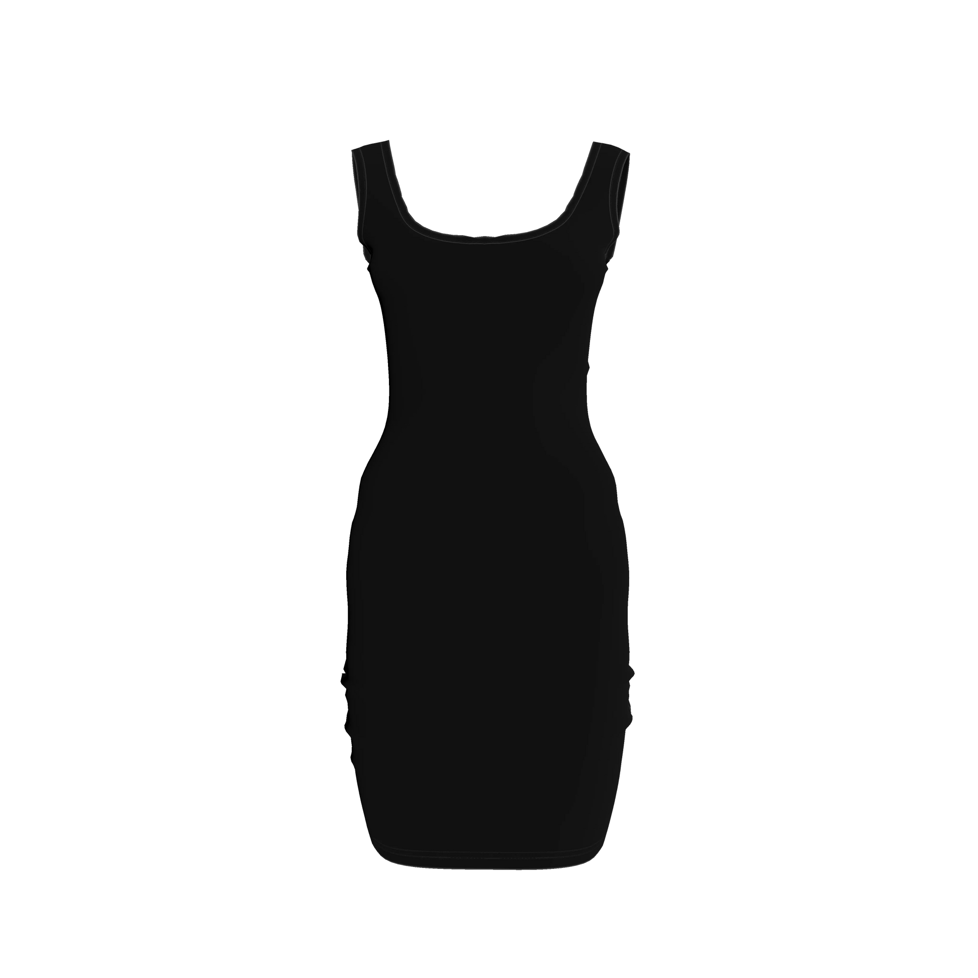 Body Con Tank Dress in Pure Black Rayon French Terry