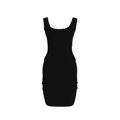 Body Con Tank Dress in Pure Black Rayon French Terry