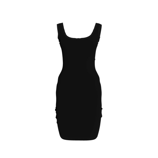 Body Con Tank Dress in Pure Black Rayon French Terry