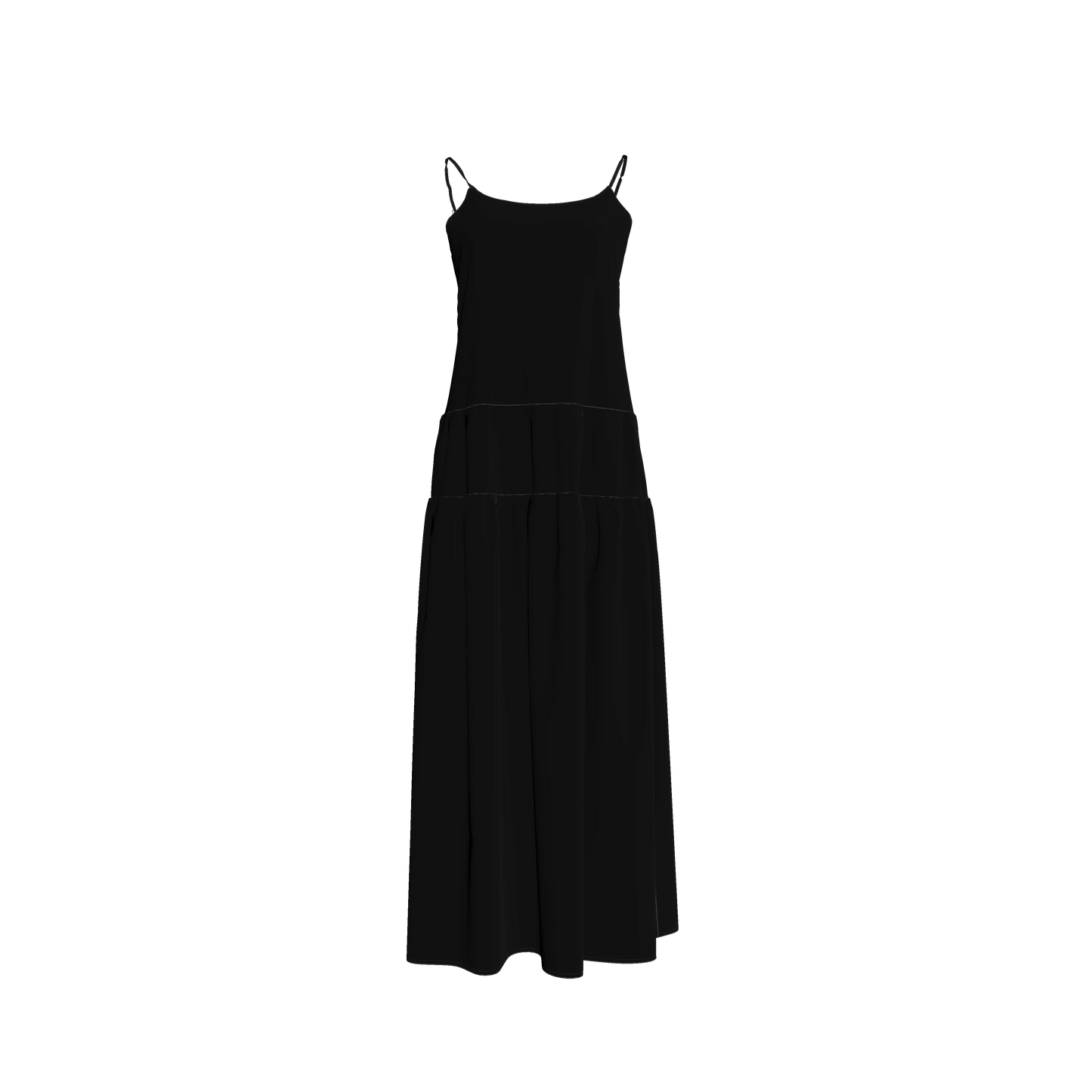 The Exponential Maxi Dress in Pure Black Pima Cotton Poplin