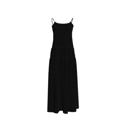 The Exponential Maxi Dress in Pure Black Pima Cotton Poplin