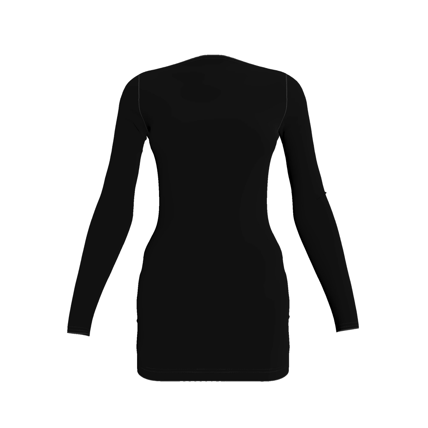 Mini Dress With Scooped Back in Pure Black Cotton Spandex Lightweight Jersey